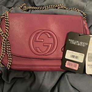 Gucci soho chain flap bag in purple. Purchased from Dillard’s and never used.